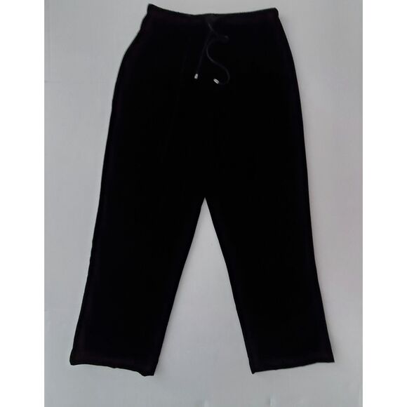 Comfy Silk Blend Velvet Pull-On Black Pants Festive Amanda Smith Sz M Coquette - Picture 2 of 9